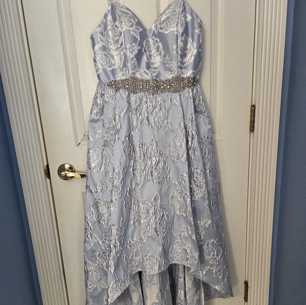 Lavender and Silver High-Low Prom Dress